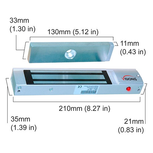 Chapa Electromagnetica 300 Libras Visionis Visml300Led