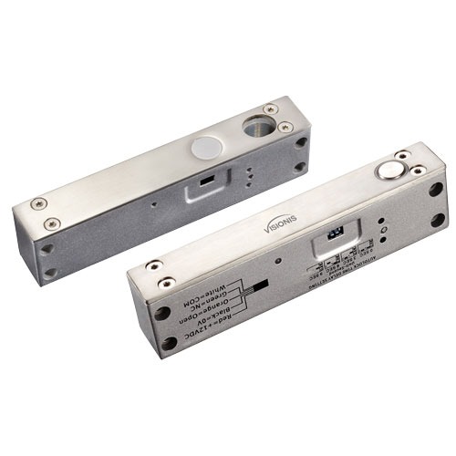 Cerradura de Pasador Eléctrico 2200 Lbs Puerta Angosta Fail Safe LED 12/24VDC | Visionis