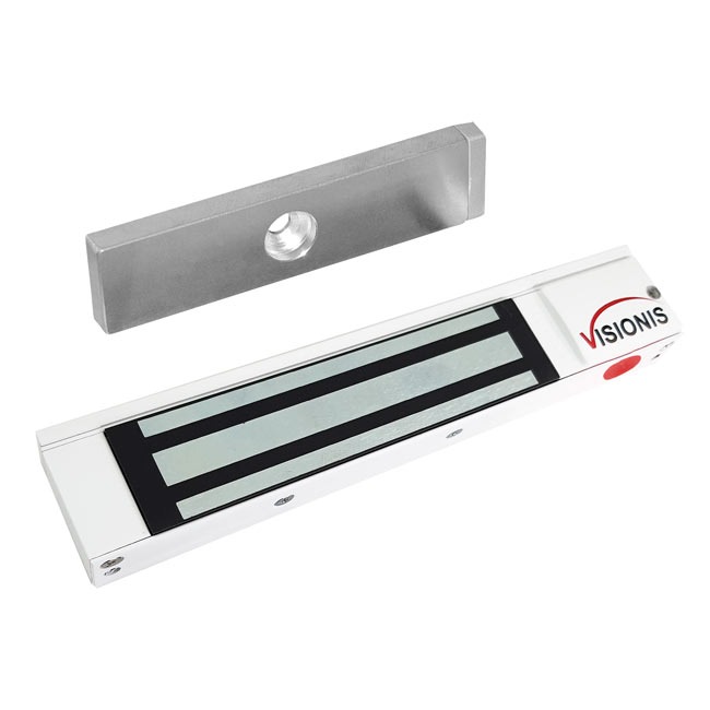 Cerradura Electromagnética Interior Blanca 300 Lbs con LED 12/24VDC | Visionis