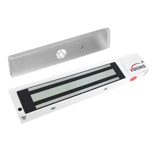 Cerradura Electromagnética Interior Blanca 600 Lbs con LED 12/24VDC | Visionis