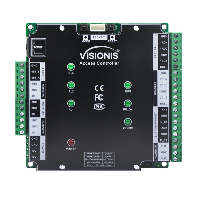 Panel de Control de Acceso 2-4 Puertas TCP/IP con Software y Fuente | Visionis