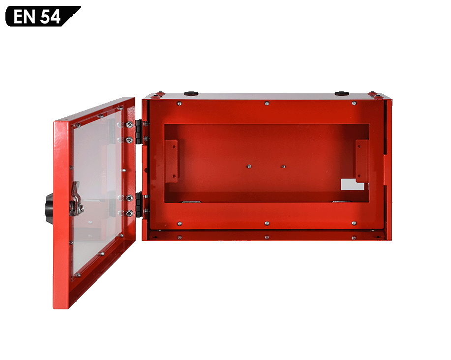 Gabinete mural rojo para VAP LDA Audio Tech