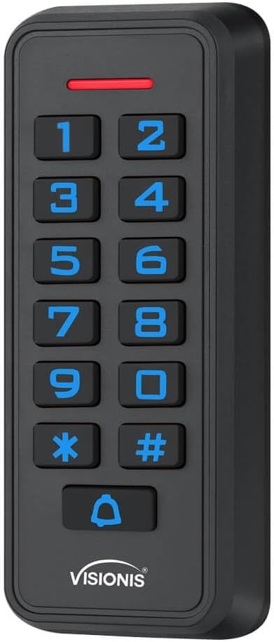 Lector y Teclado IP68 Exterior Autónomo Wiegand 26-37 Bits 125KHz 2,000 Usuarios | Visionis
